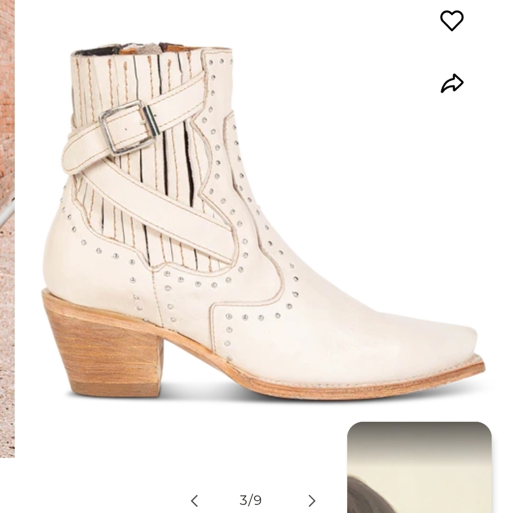 Stylish Cream Ankle Boots with Studded Design Freebird By Steven Morgan Boot